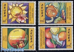 Aruba 2005 Wishing Stamps 4v, Mint NH, Nature - Various - Cacti - Fish - Flowers & Plants - Greetings & Wishing Stamps - Cactussen