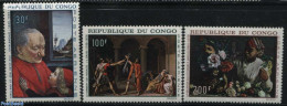Congo Republic 1968 Paintings 3v, Mint NH, Nature - Flowers & Plants - Art - Paintings - Andere & Zonder Classificatie