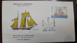 D)1976, ARGENTINA, FIRST DAY COVER, ISSUE, NAVY DAY, SCHOON "RÍO DE LA PLATA", FDC - Otros & Sin Clasificación