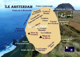 TAAF Amsterdam Island Map UNESCO New Postcard * Carte Geographique * Landkarte - TAAF : Terres Australes Antarctiques Françaises