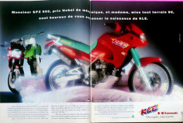 Publicité Papier 2 Pages  MOTO KAWASAKI KLE Mai 1991 MJFL - Advertising