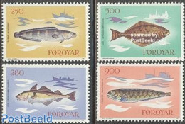 Faroe Islands 1983 Fish 4v, Mint NH, Nature - Transport - Fish - Ships And Boats - Peces