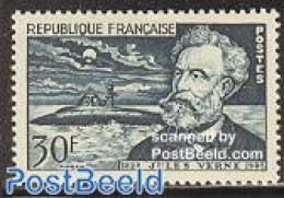 France 1955 Jules Verne 50th Death Anniv. 1v, Mint NH, Transport - Ships And Boats - Art - Authors - Jules Verne - Sci.. - Nuovi