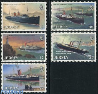 Jersey 1989 Western Railway Ships 5v, Mint NH, Transport - Various - Ships And Boats - Lighthouses & Safety At Sea - Ships