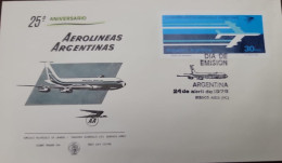 D)1976, ARGENTINA, FIRST DAY COVER, ISSUE, XXV ANNIVERSARY OF THE "AEROLÍNEAS ARGENTINAS", FDC - Autres & Non Classés