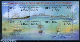 Maldives 2001 Ship Mysteries 6v M/s, Milton Latrides, Mint NH, Transport - Ships And Boats - Bateaux