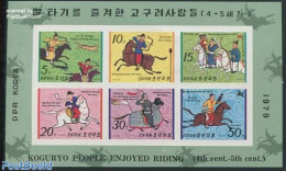 Korea, North 1979 Koguryo People 6v M/s Imperforated, Mint NH, History - Nature - Horses - Korea (Nord-)