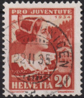 1934 Schweiz / Pro Juventute ° Mi:CH 283, Yt:CH 280, Zum:CH J71, Frauenfrachten, Graubündnerin - Used Stamps