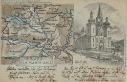 A 8630 MARIAZELL, Dom Mit Geschäften / Landkarte, 1899 - Mariazell