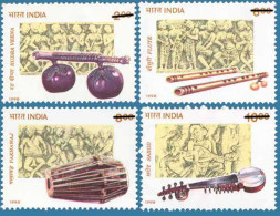INDIA 1998 INDIAN MUSICIAL INSTRUMENTS COMPLETE SET OF 4V STAMPS MNH - Ongebruikt