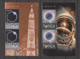 ROMANIA  2024  ASTRONOMY - TOTAL ECLIPSE From April 8 2024 - 2 Sets With  Illustrated Border  MNH** - Astronomie