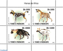 Sao Tome/Principe 2007 Hyena's 4v M/s  (issued 31 Dec 2007 But With Year 2008 On Stamps, See Michel Cat.), Mint NH, Na.. - Sao Tomé Y Príncipe