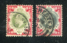 "GROSSBRITANIEN" 1902, Mi. 114 2x Gestempelt, Unterschiedl. Farben (hell-/dunkelgruen) (A1146) - Usati