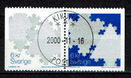 Sweden 2000 - Christmas Stamps - Snow Flakes - Pair - Used - Gebruikt