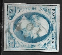 1852 Koning Willem III 5 Cent Blauw NVPH 1 Met Franco Kastje Stempel - Gebraucht