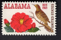203631639 1969 SCOTT 1375 (XX) POSTFRIS MINT NEVER HINGED - ALABAMA STATEHOOD - CAMELIA - BIRD - 150TH ANNIV - Unused Stamps
