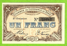 FRANCE / CHAMBRE De COMMERCE De SENS / 1 FRANC / 7 MARS 1916 N° 28282 / 2 Eme EMISSION - Handelskammer