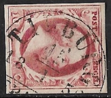 1852 Koning Willem III 10 Cent Rood NVPH 2 Met Superbe Halfrondstempel TILBURG B - Usados