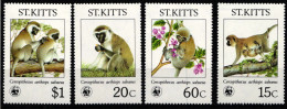 St. Kitts 517-520 Postfrisch Wildtiere, Affen #JW536 - Islas De Cabo Verde