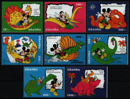 Uganda 1993 - Mi-Nr. 1278-1285 ** - MNH - Prähistorische Tiere - Disney - Uganda (1962-...)