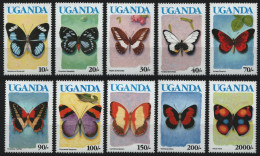 Uganda 1990 - Mi-Nr. 834-843 I ** - MNH - Schmetterlinge / Butterflies - Ouganda (1962-...)