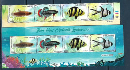 Indonesia (Indonesie) - 2021 - Fishes - Yv 3090/93 + Bf 364 - Peces