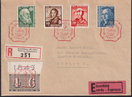 1943 Pro Juventute Exprès-R-Brief ° Mi:CH 412-415 Zum:CH J101-104,+258, Stempel: 100 Jahre Schw. Postmarken, Zürich - Storia Postale