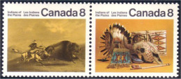 Canada Indian Artifacts Chasse Bison Buffalo Hunt Pipe Tagged MNH ** Neuf SC (C05-63bb) - Chevaux