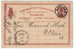 Danmark Belle-Époque Brevkort 21.05.1891  Stamp Aarhus Til Ulm / Vintage Postal Stationery 1891 - Brieven En Documenten