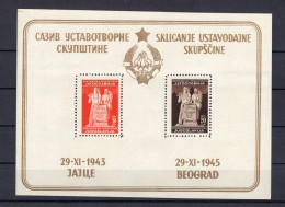 1945. YUGOSLAVIA,AVNOJ,1943. JAJCE -1945 BELGRADE,BLOCK, MS,MNH,SLOVENIAN TEXT - Blocchi & Foglietti