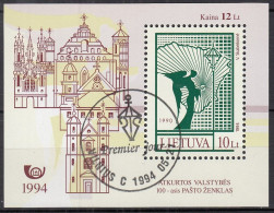 LITAUEN   Block 4, Gestempelt, 100. Briefmarke Des Neuen Litauen, 1994 - Litouwen