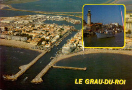 LE GRAU DU ROI   ( GARD )    VUE AERIENNE DU PORT ET DU PHARE - Le Grau-du-Roi