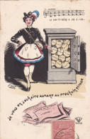 HUMOUR .CPA. ILLUSTRATEUR GEEL.LA CANTINIERE A DES ECUS " Je Vous En Souhaite Autant Au Prochain Tirage.".ANNEE 1915 - Humor