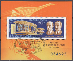 UNGARN   Block 129 A, Gestempelt, 75 Jahre Motorflug: Flieger Und Flugzeuge, 1978 - Blocks & Sheetlets