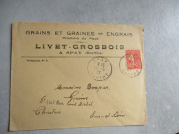 SPAY SARTHE GRAINS GRAINES LIVET GROSBOIS ENVELOPPE COMMERCIALE - 1900 – 1949