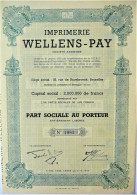 S.A. Imprimerie Wellens-Pay -part Sociale Au Porteur - Sonstige & Ohne Zuordnung