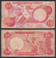 NIGERIA - 10 NAIRA Banknote  PICK 25d (1984-2000) F- (4-) Sig. 9    (31969 - Sonstige – Afrika