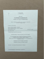 BOSMANS Clothilda °MECHELEN 1933 +ZEMST 2012 - VANDERVORST - SCHEPENS - DORJAN - Obituary Notices