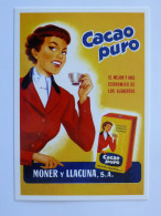 FEMME Avec Tasse - Cacao Moner Y Llacuna - Carte Postale Moderne Espagnole Reproduisant Affiche Ancienne - Publicité