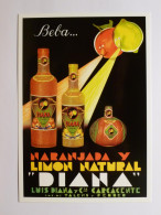 BOISSON ORANGE / CITRON - BOUTEILLE - DIANA - Fruit - Carte Postale Moderne Espagnole Reproduisant Affiche Ancienne - Reclame