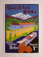 GATEAU / PAQUET - USINE FABRICATION BISCUIT - BIRBA - Carte Postale Moderne Espagnole Reproduisant Affiche Ancienne - Industry