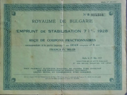 Royaume De Bulgarie - Emprunt De Stabilisation 7,5 % - 1928 - Sofia - Andere & Zonder Classificatie