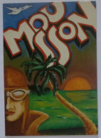 HOMME AVEC LUNETTES AVIATION - PALMIER / MER / COUCHER DE SOLEIL - Illustration Pierre CHAUSSAT - Carte Publicitaire  - Zeitgenössisch (ab 1950)