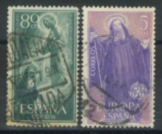 SPAIN, 1956/65, ST. MARGUERITE ALACOQUE'S VISION OF JESUS & ST. BENEDICT STAMPS SET OF 2, # 865, &1314, USED. - Gebraucht