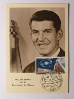 ESPACE / WALTER SHIRRA - USA - Cosmonaute Américain - Carte Philatélique Timbre Et Cachet AERONAUTIQUE LE BOURGET 1963 - Sterrenkunde