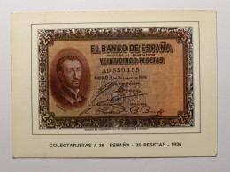 MONNAIE / BILLET DE BANQUE - ESPAGNE / 25 PESETAS - Carte Postale Représentant Un Billet - Munten (afbeeldingen)