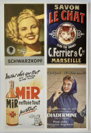 FEMME / Visage - Savon Le Chat - Carte Publicitaire Mir , Diadermine ... Reproduisant D'anciennes Affiches - Advertising