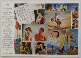 SCENES DE PLAGE / Jeux D'enfants - Visage Bébé - Illustrateur JP Brethon : Huile Sur Toile - Carte Publicitaire - Szenen & Landschaften