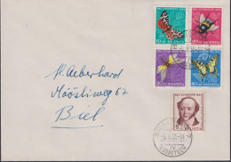 1954 Schweiz, Brief, Mi:CH 602-606 Zum:CH B 153-157, Schmetterlinge Und Jeremias Gotthelf (° Biel Bienne Madretsch) - Covers & Documents