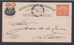 Peru Lima Südamerika Ganzsache 1897 Mit Überdruck Dos Und 2 Dos Centavos - Pérou